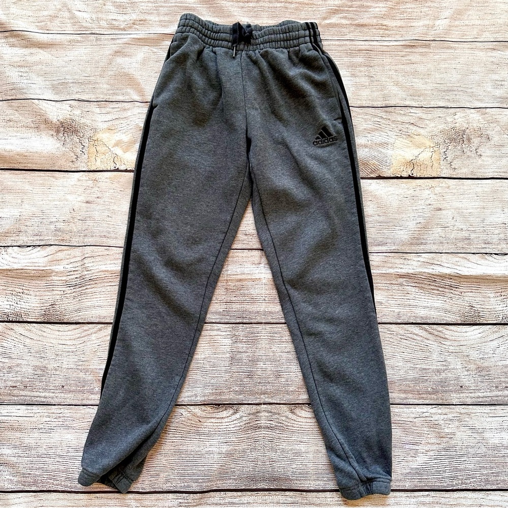 Adidas Dark Grey with Black Stripes Joggers Sweatpants Men’s Sz S